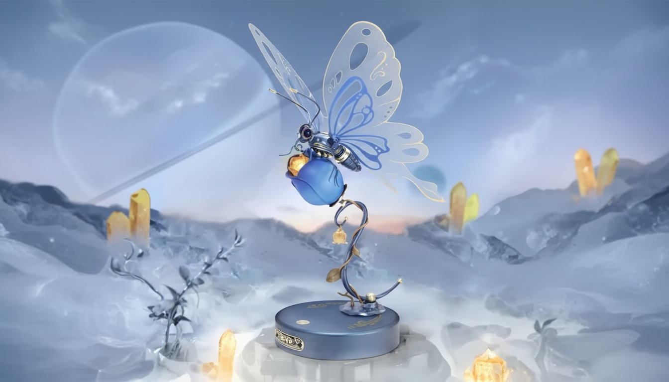 Mechanical Butterfly 3D Puzzle: Lifelike Wings & Glowing Rose