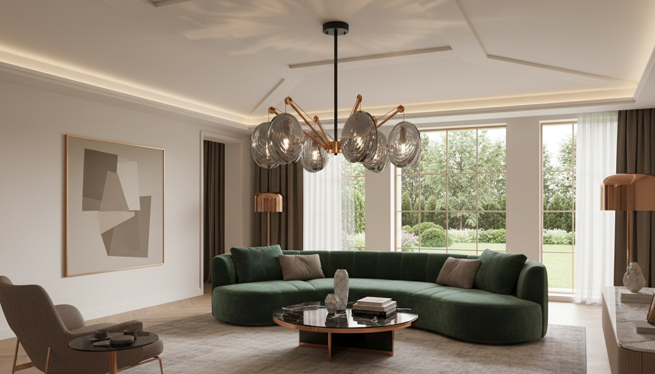 Postmodern Copper & Glass Chandelier: Luxe Room Guide