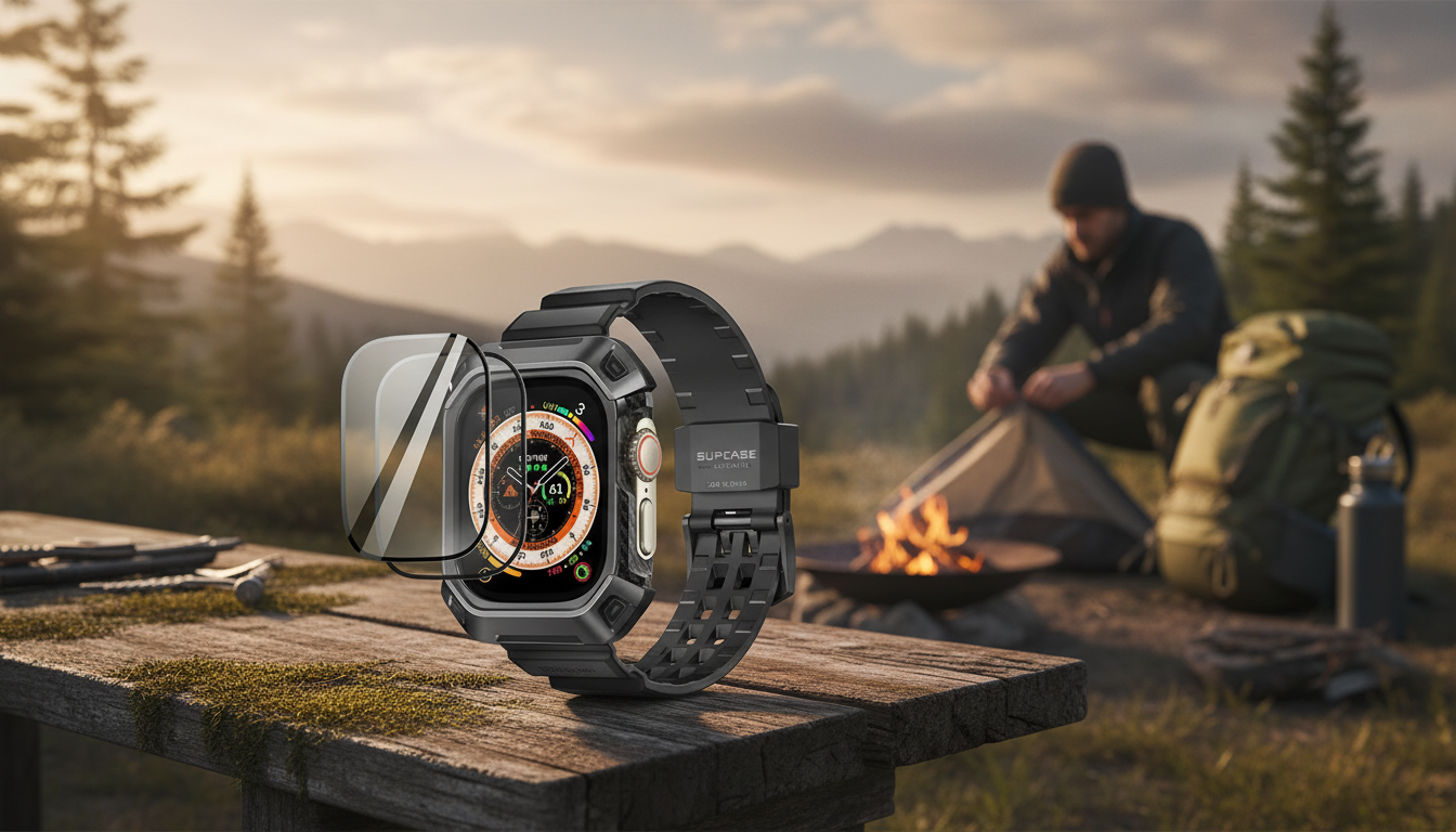 Rugged 49mm Apple Watch Ultra Case Kit: Strap + Screen