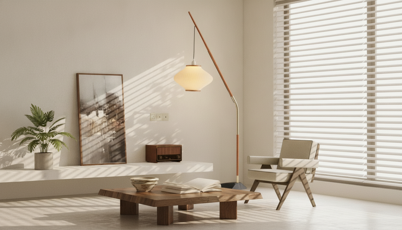 Zen Medieval Fishing Floor Lamp: Sculptural E27 Glow
