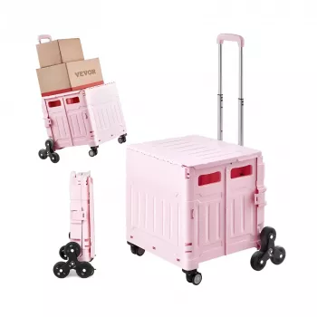 150 lb Stair-Climbing Cart: Foldable 65L Rolling Crate